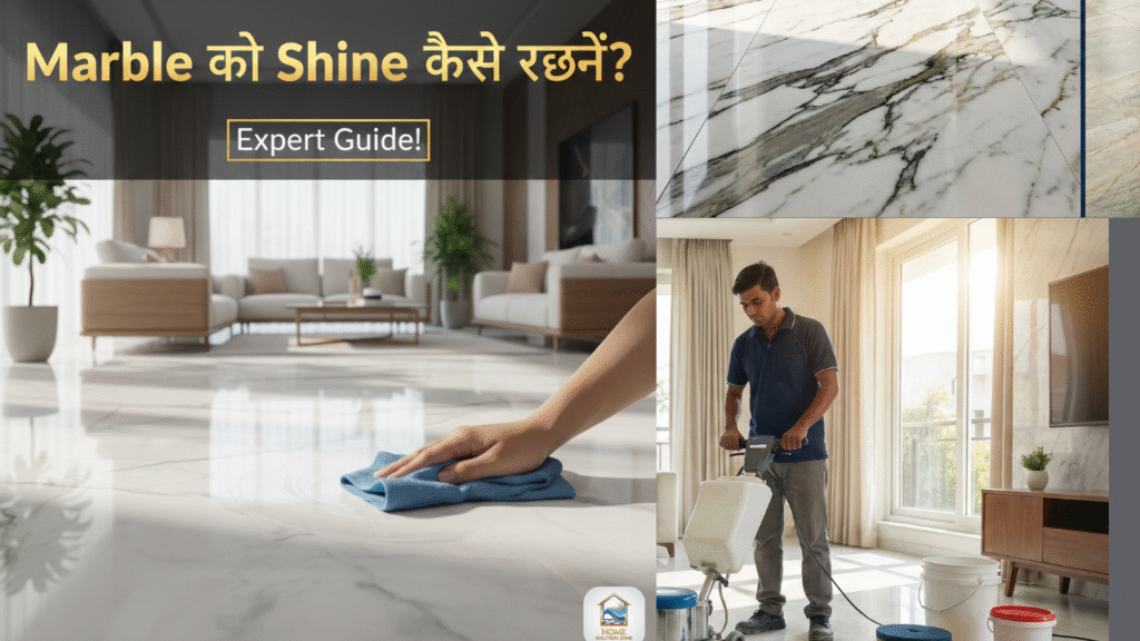 Shiny marble flooring after professional cleaning