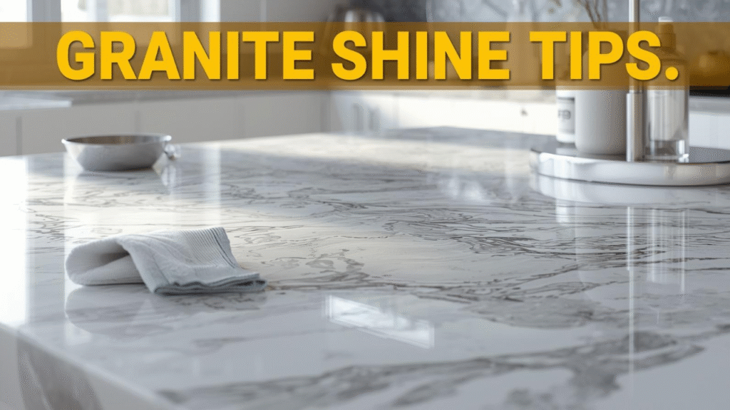 Clean and shiny granite surface in a modern Indian home showing natural texture and polished finish